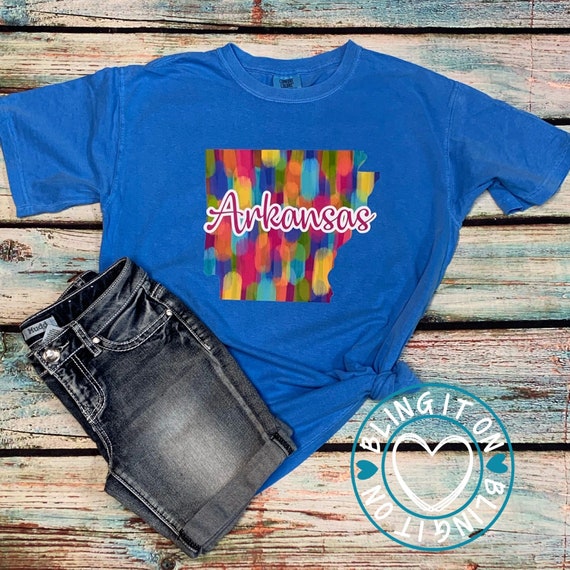 Water Color Arkansas State On Comfort Colors T Shirt Etsy