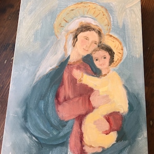Infant Jesus / Mary / Print / modern catholic art / original painting / catholic gift / Virgin Mary / communion