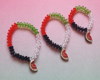 Palestine Beaded Bracelet with Watermelon Charm