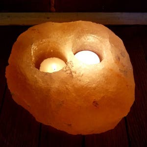 2 Hole Himalayan Salt Candle Holder Natural Shape