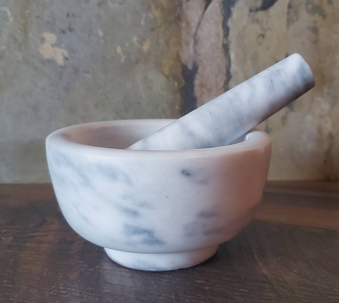 Marble Mortar and Pestle Set Large Heavy White Marble -  Finland