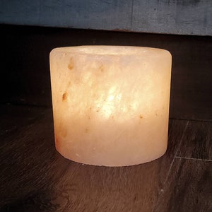 BEST SELLER Himalayan Salt Candle Holder Cylinder now in RARE White image 8