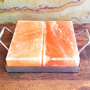 Himalayan Salt Brick or Tile set with or without Stainless Steel Holder SHIPS FREE and 1 lb Salt FREE! Fantastic Offer!