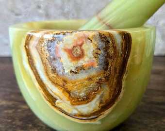 Stunning Banded Onyx Mortar and Pestle Set - an ELEMEANTS EXCLUSIVE Design! OMP12