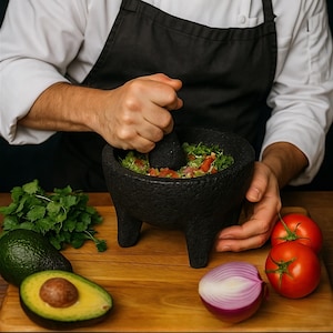 100% Authentic Lava Stone Mexican Molcajete Mortar and Pestle Kit FREE SALT and RECIPES! Get ready for Cinco de Mayo and Summer!