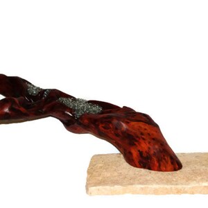 Wood Crystal Stone Sculpture Artist Signed GALLERY piece SHIPS FREE image 2