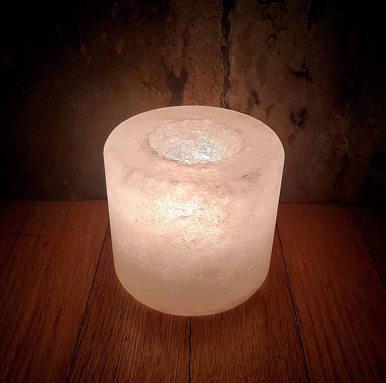 BEST SELLER Himalayan Salt Candle Holder Cylinder now in RARE White image 1