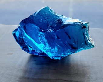 Deep Blue Raw Glass Crystals Glass Sculpture SHIPS FREE!