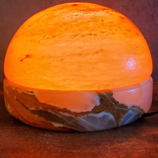 11" Himalayan Salt and Solid Onyx Lamp Detox Dome Foot and Hand Detox MASSIVE! EXTREMELY RARE!