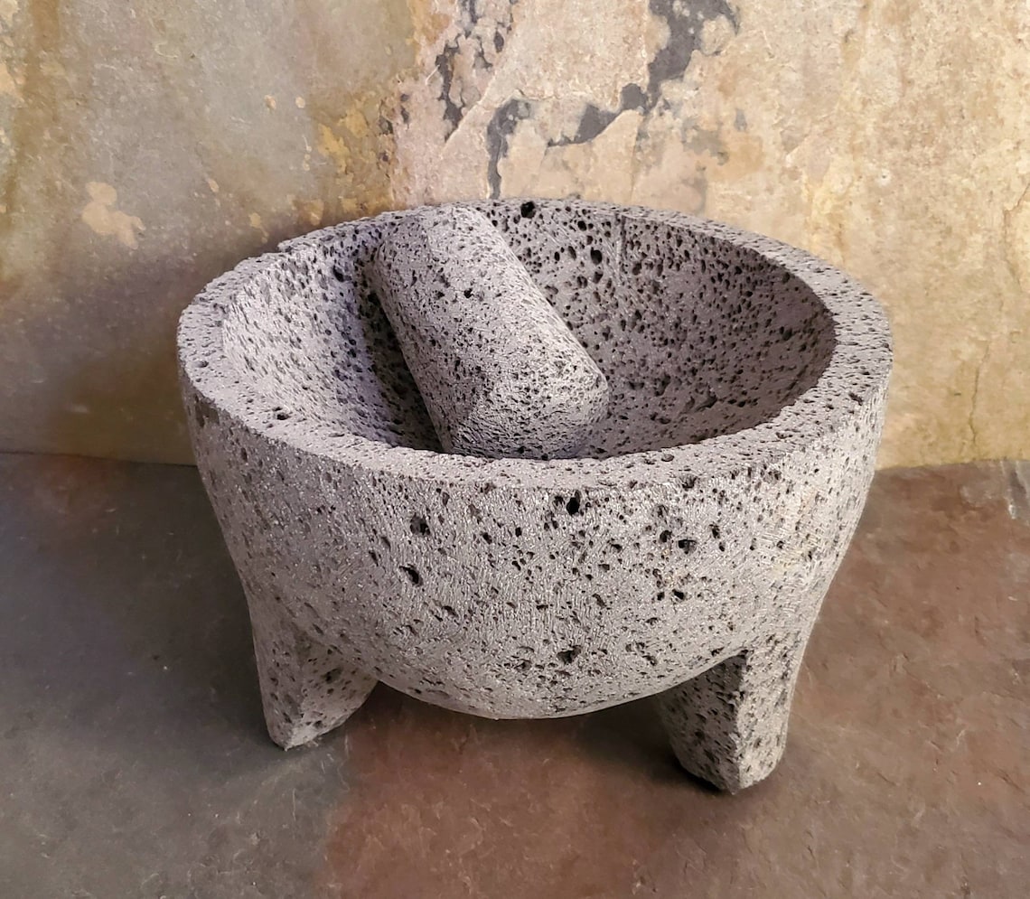 100 Authentic Lava Stone Mexican Molcajete Mortar and Pestle Etsy
