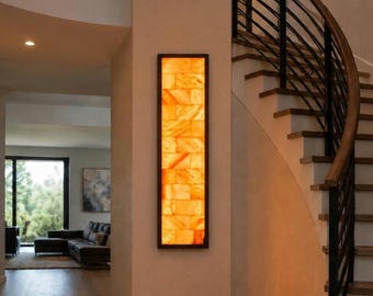 Custom Himalayan Salt Panel 13"x49" vertical in solid Black Walnut Frame