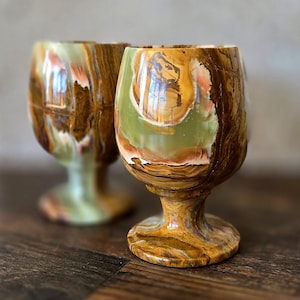 Set of Two Banded Onyx Wine Glasses - Great Gift! OGSet01