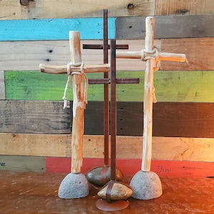 Decorative Crosses of Natural and Reclaimed Materials Metal Cross Wood Cross Choose Size and Style