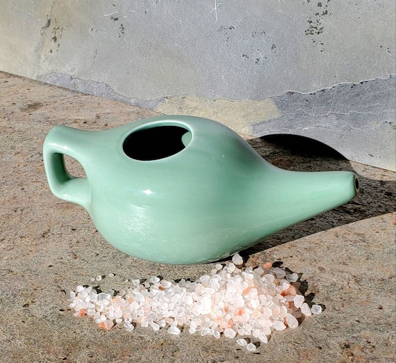 Ceramic Neti Pot with FREE pack of 3 types of salt SHIPS FREE