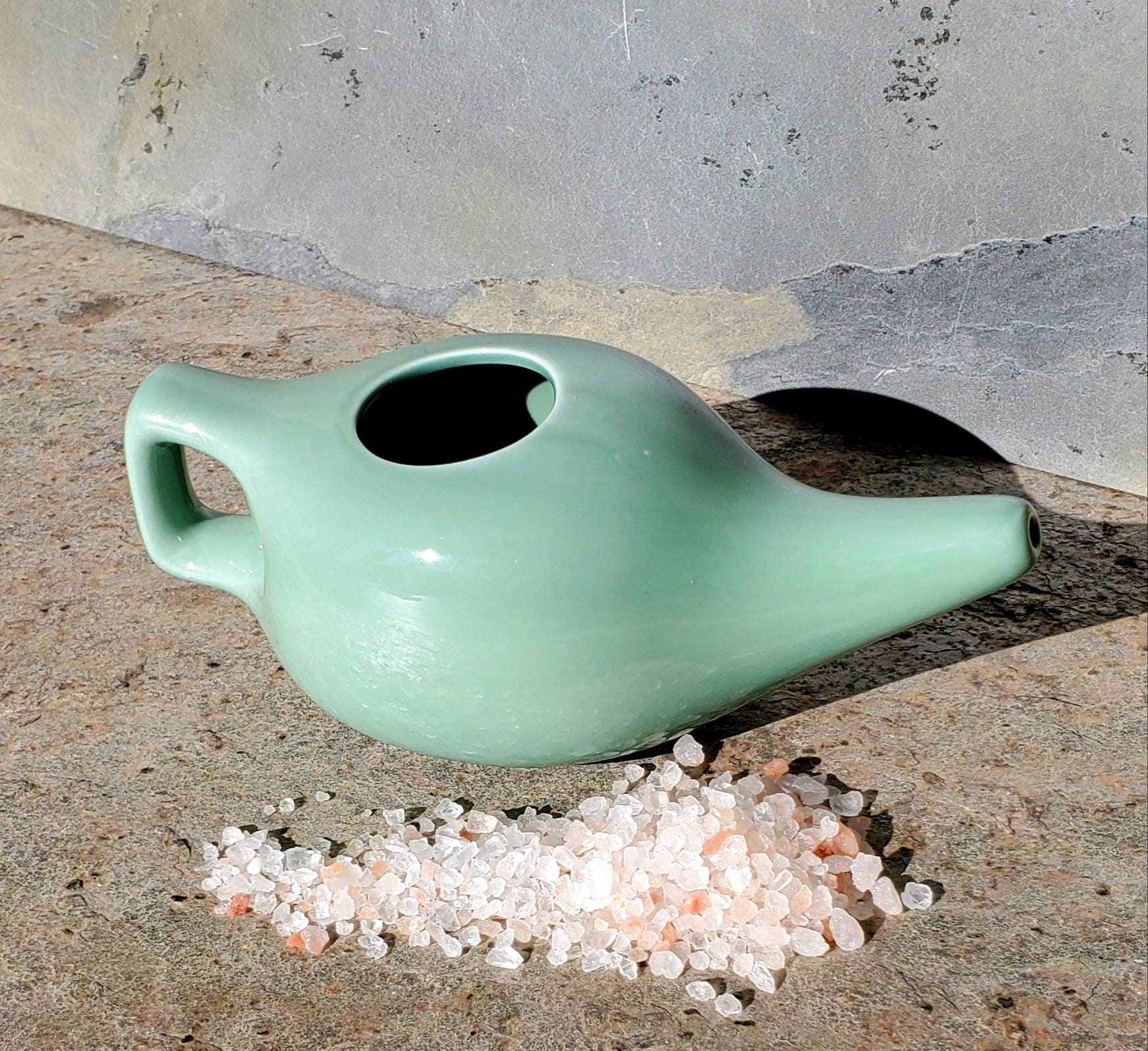 Ceramic Neti Pot with FREE pack of 3 types of salt SHIPS FREE Etsy