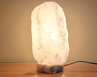 RARE White/Blush Himalayan Salt Lamp with EXOTIC ONYX stone base! 20 lbs! HSWO20