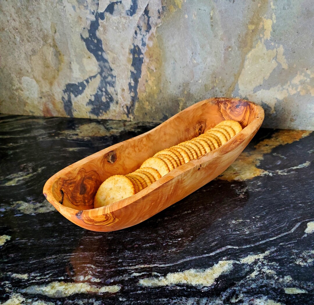 Hand Honed Olive Wood Serving Bowl Serving Boat Fruit Nut Dish Etsy
