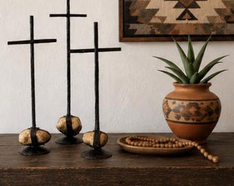 Decorative Crosses of Reclaimed Metals and Rock Choose Your Size OR a Full Set of 3!