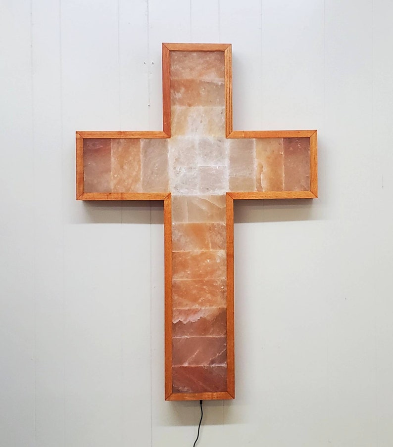 Himalayan Salt Cross Light Wall Hanging SALT and LIGHT Etsy