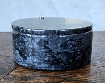 Black Gray Charcoal Marble Dual Chamber Salt Cellar swivel top with 4 oz Himalayan Salt SHIPS FREE!