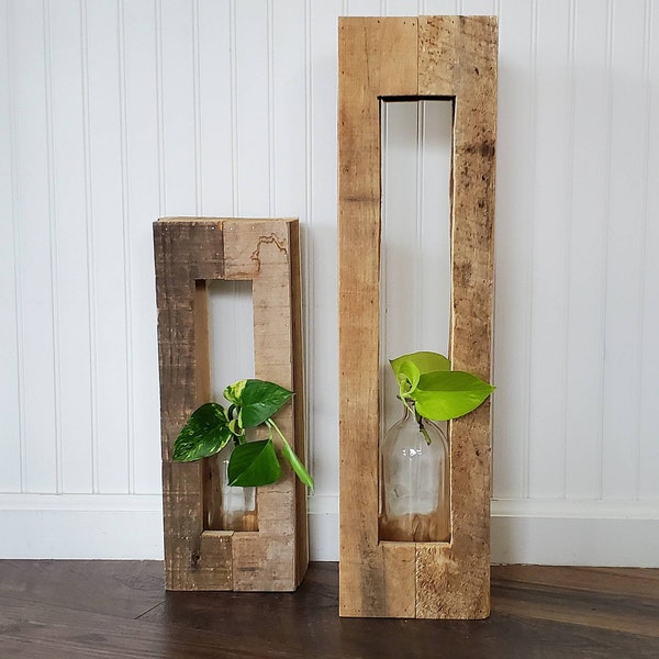 Wood and Glass Vase Etsy