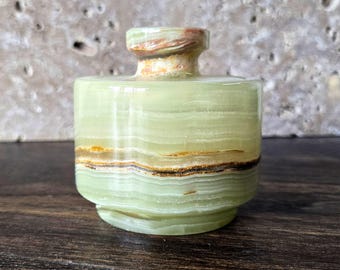 RARE Exotic Onyx Mini Salt Cellar Pepper Cellar Spice Jar FREE Himalayan Salt! OSR20 Gorgeous Translucent Green!