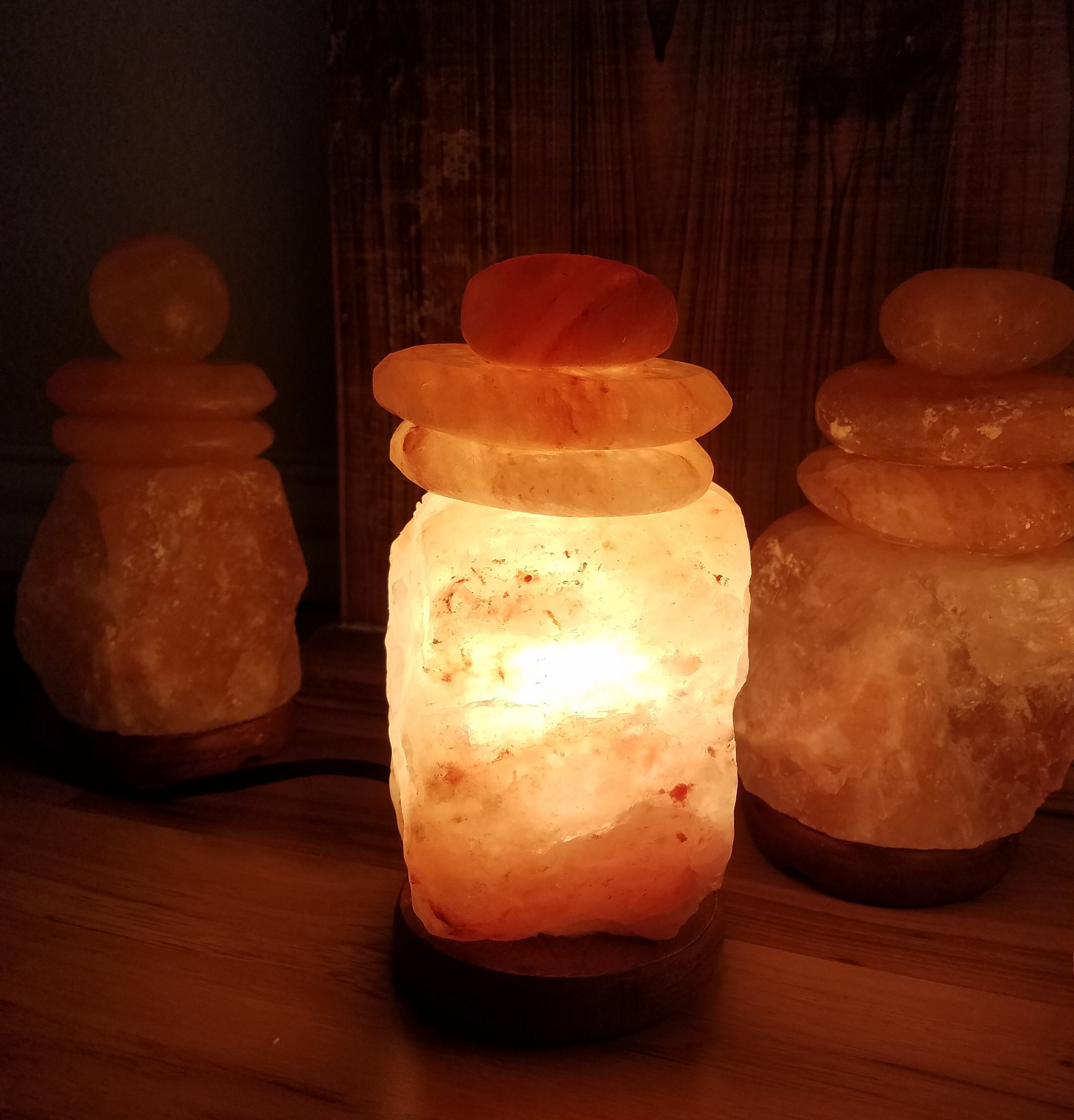 Himalayan Salt Cairn Lamp Stacked Stone Unique 50