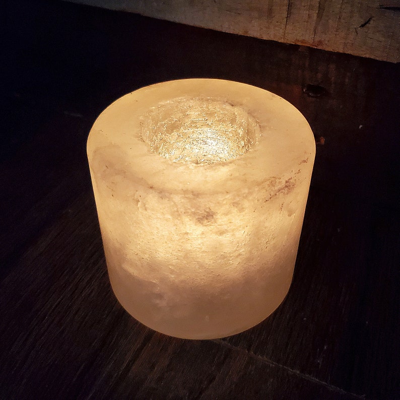 BEST SELLER Himalayan Salt Candle Holder Cylinder now in RARE White image 9