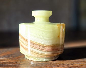 RARE Exotic Onyx Mini Salt Cellar Pepper Cellar Spice Jar FREE Himalayan Salt! OSR10
