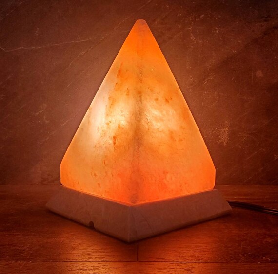Himalayan Salt Pyramid Lamp Egyptian Lamp Solid Stone Base