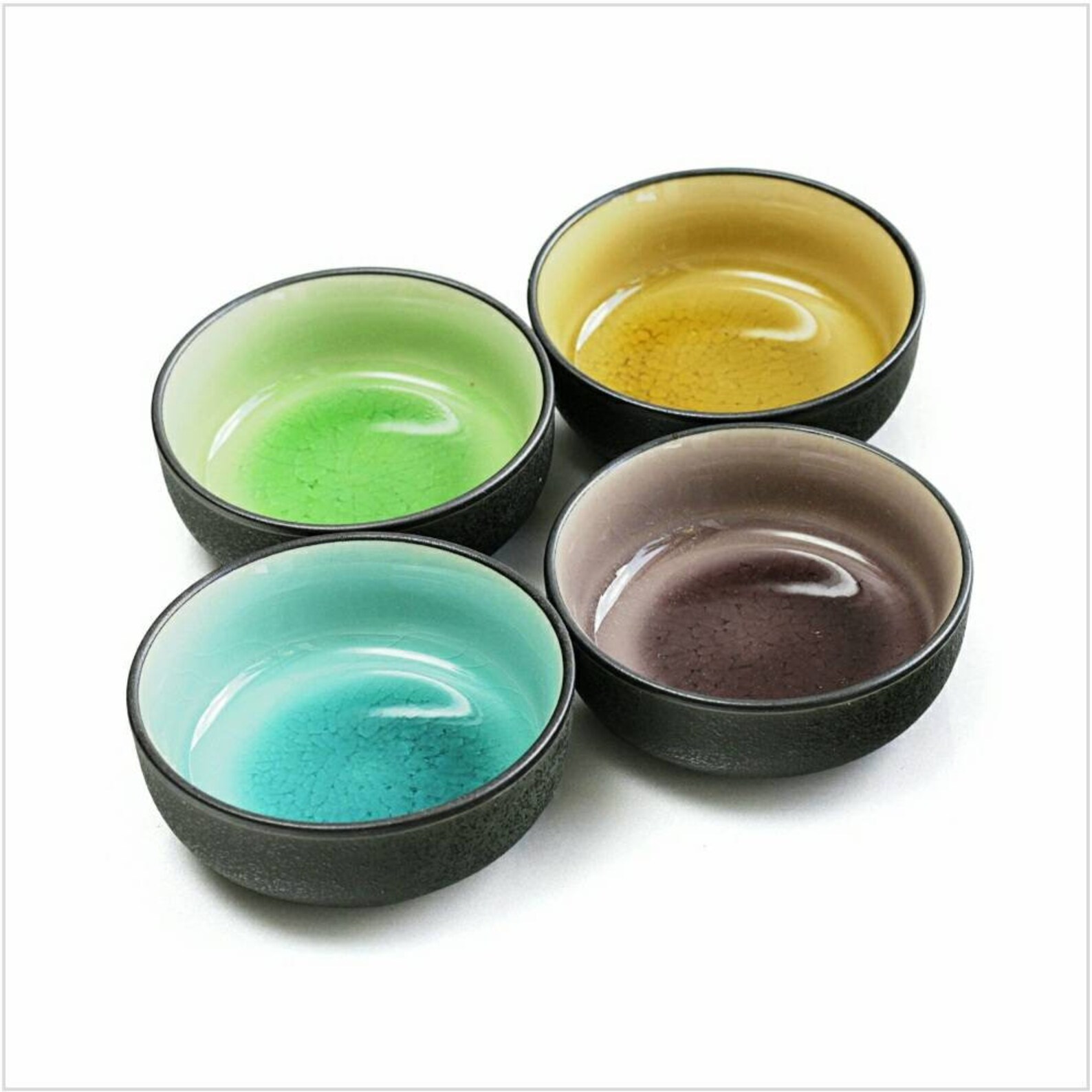 thumbnail image 2 of Set Of 2 Japanese Sushi Bowls – 4D Blue Tokusa Lines – Porcelain – Made In Japan 2 of 5