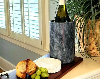 ELEGANT Gray Black Marble Wine Cooler Kitchen Tool Holder Free 4 oz Himalayan Salt SHIPPING Included