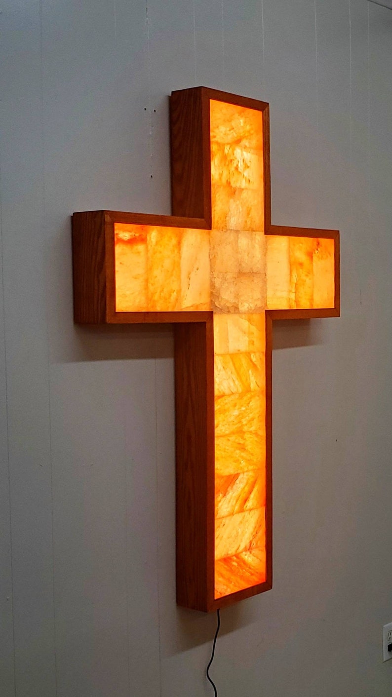 Himalayan Salt Cross Light Wall Hanging SALT and LIGHT Etsy