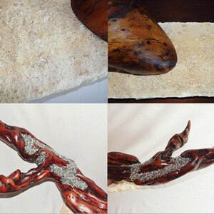 Wood Crystal Stone Sculpture Artist Signed GALLERY piece SHIPS FREE image 5