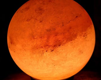 RARE Massive 9" Globe Himalayan Salt Lamp Rock Crystal Sphere "The Eclipse of Mars"