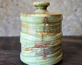 Exotic Green Onyx Marble Large Salt and Pepper Cellar Stack Spice Stack Free Himalayan Salt SHIPS FREE! OLS15