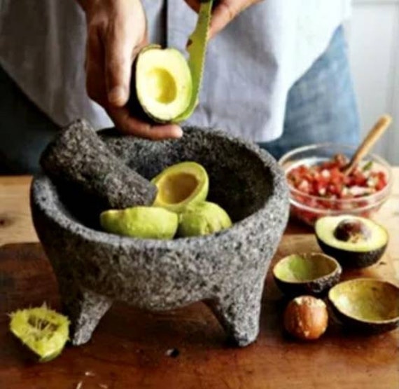 100% Authentic Lava Stone Mexican Molcajete Mortar and Pestle Kit