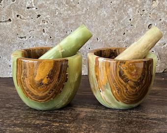 Stunning Banded Onyx Mortar and Pestle Set - an ELEMEANTS Exclusive! Design! OMPburl Ships FREE!