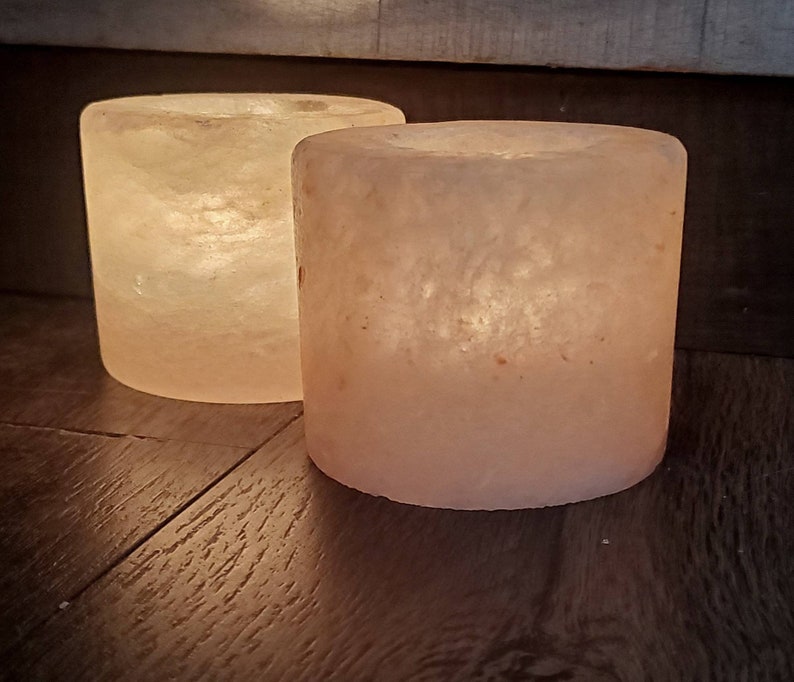 BEST SELLER Himalayan Salt Candle Holder Cylinder now in RARE White image 7