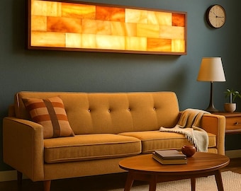CUSTOM Illuminated Himalayan Salt Wall with Black Walnut frame, Himalayan Salt Panel Himalayan Salt Sauna Wall and Lighting