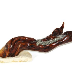 Wood Crystal Stone Sculpture Artist Signed GALLERY piece SHIPS FREE image 3