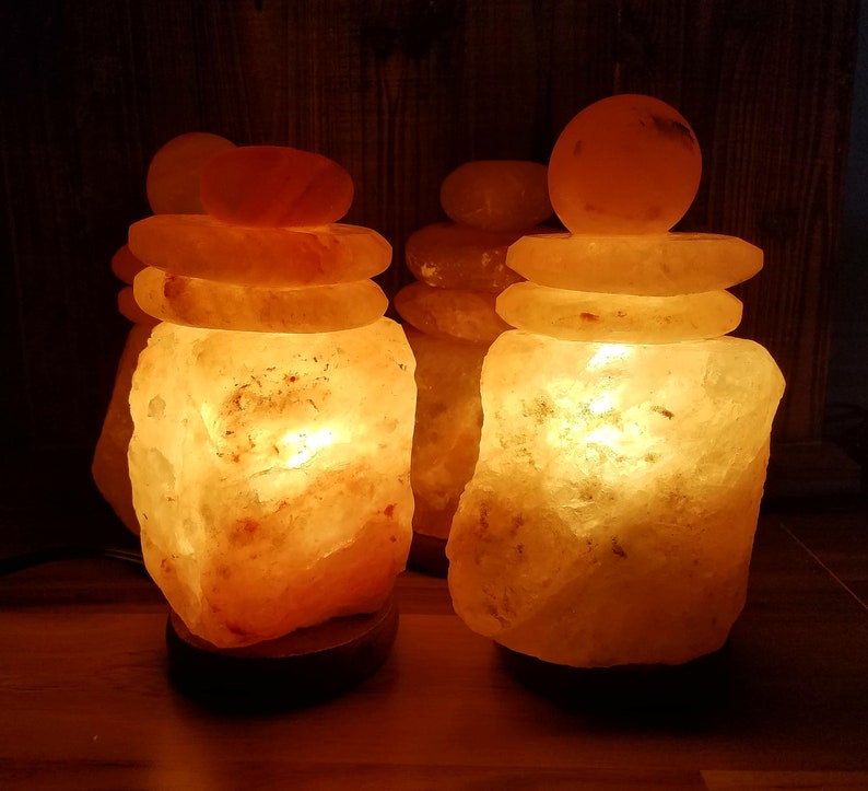 Himalayan Salt Cairn Lamp Stacked Stone Unique Image 0