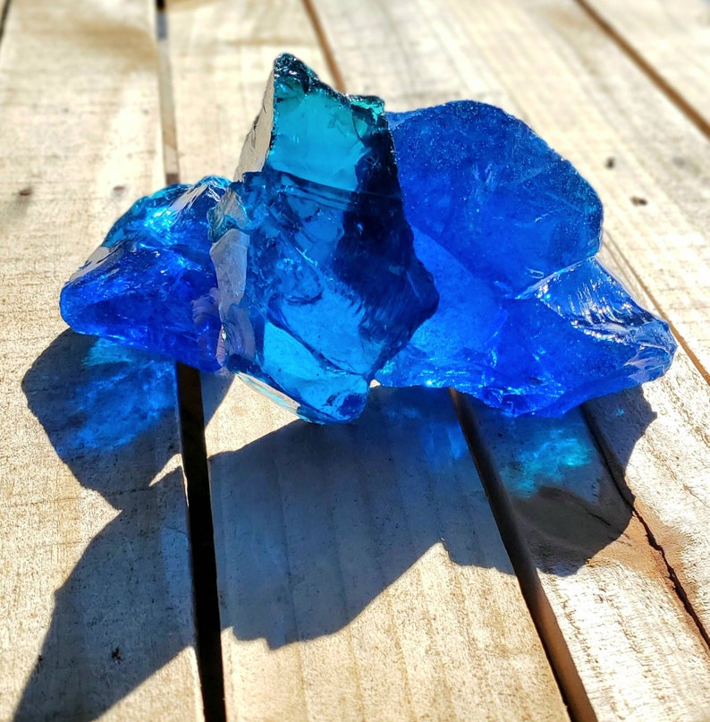 Deep Blue Raw Glass Crystals Glass Sculpture SHIPS FREE Etsy
