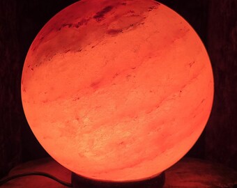 RARE Massive 9" Globe Himalayan Salt Lamp Rock Crystal Sphere "Mercury Eclipses Mars"