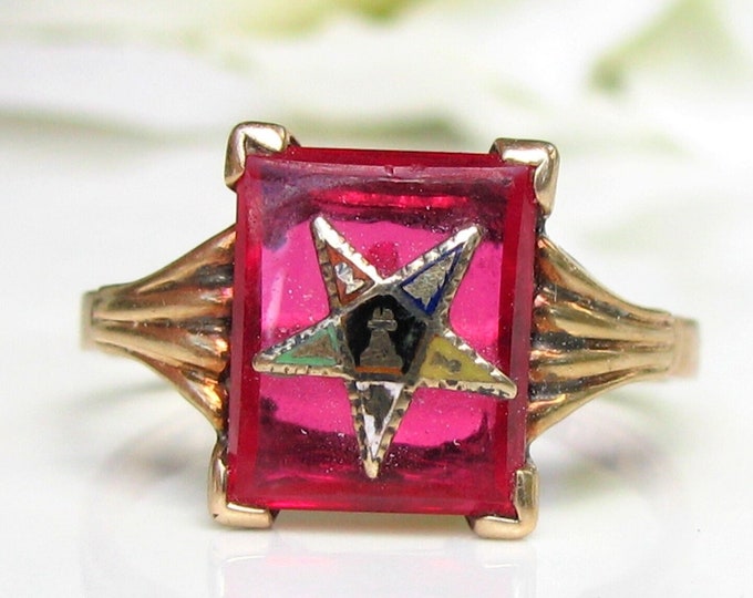 Vintage Order of the Eastern Star Ring Spinel OES Ring Ladies Masonic ...