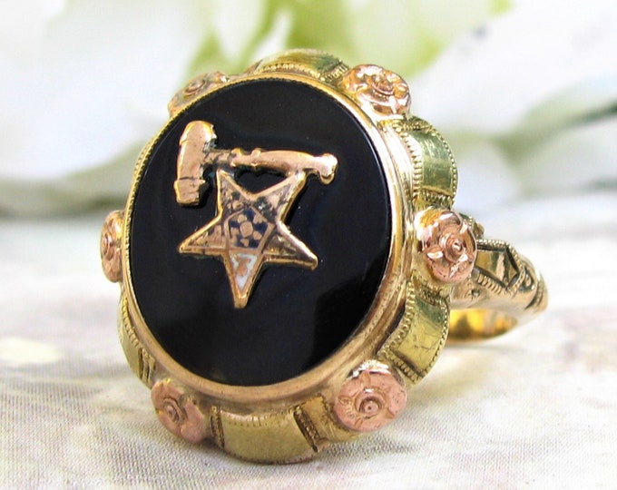 Vintage Order of the Eastern Star Ring Past Worthy Matron OES Ring 10K ...