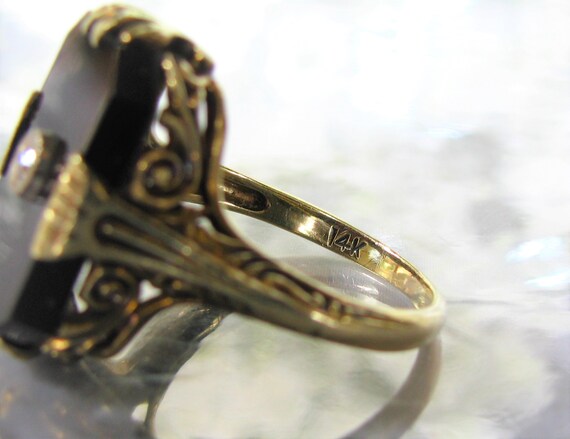Antique Edwardian Onyx & Diamond Accent Ring Orna… - image 10