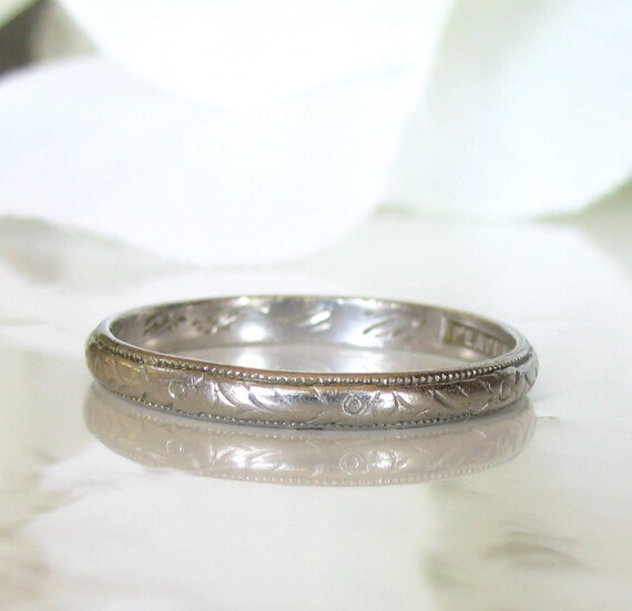 Antique Platinum Wedding Band 1924 Ladies Antique… - image 2