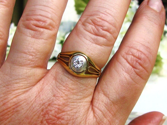 Art Deco Diamond Ring Bezel Set 0.33ct Old Mine C… - image 5
