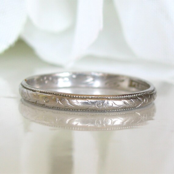 Antique Platinum Wedding Band 1924 Ladies Antique… - image 3